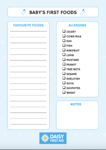 Daisy First Aid Baby Meal Planner